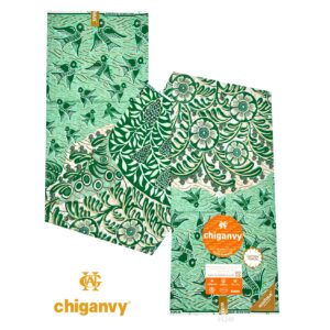 Chiganvy Poplin - Green Birds Pattern